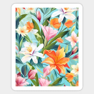 Pastel Summer Flowers Pattern 2 Sticker